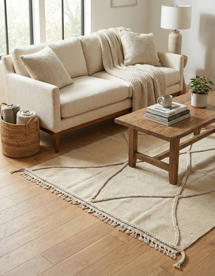 Detail image of  3' 5 x 5'  Hand Knotted Moroccan Wool Rug