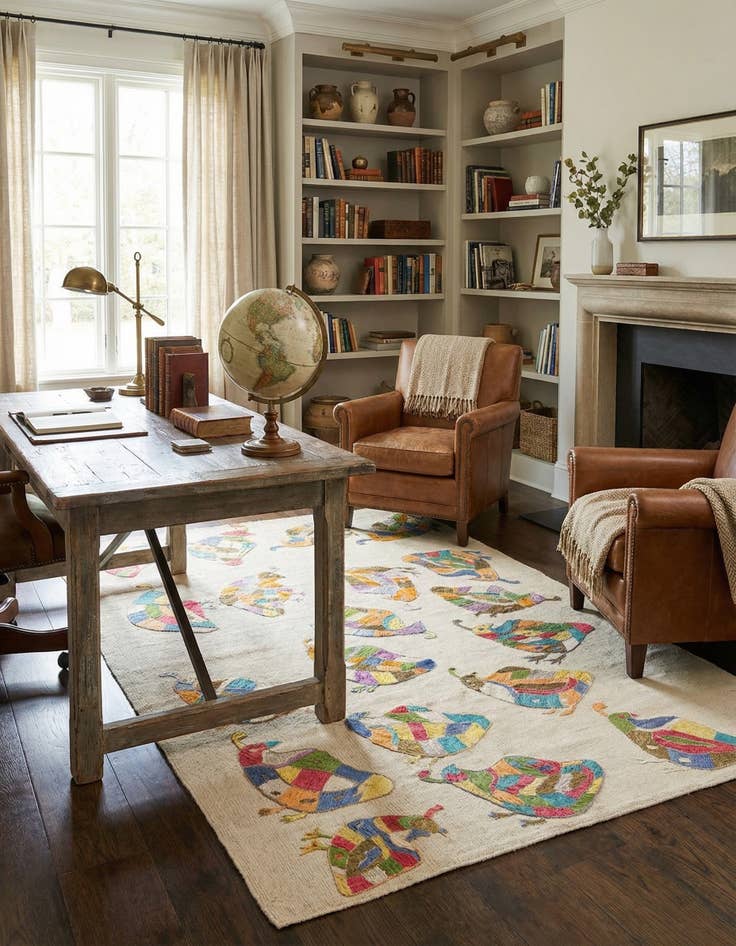 Detail image of 3' 3 x 4' 7  Hand Woven Kilim Suzani Wool Rug