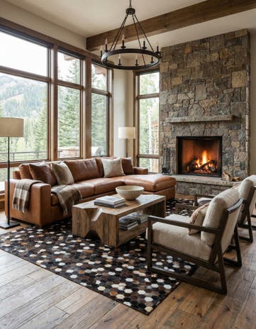 5' 1 x 8' 1 Cowhide Leather Rug