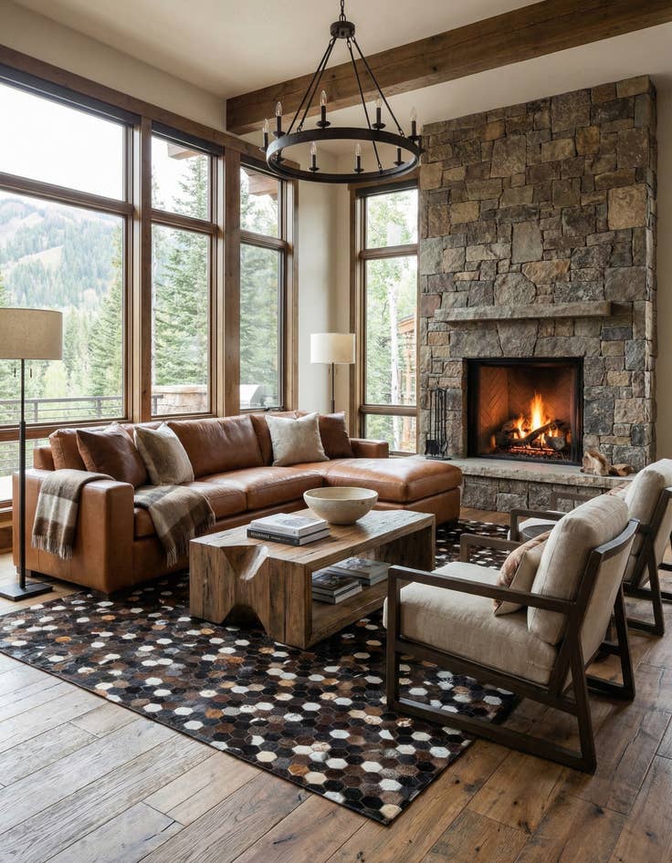 Detail image of 5' 1 x 8' 1 Cowhide Leather Rug