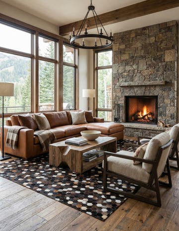 5' 1 x 8' 1 Cowhide Leather Rug