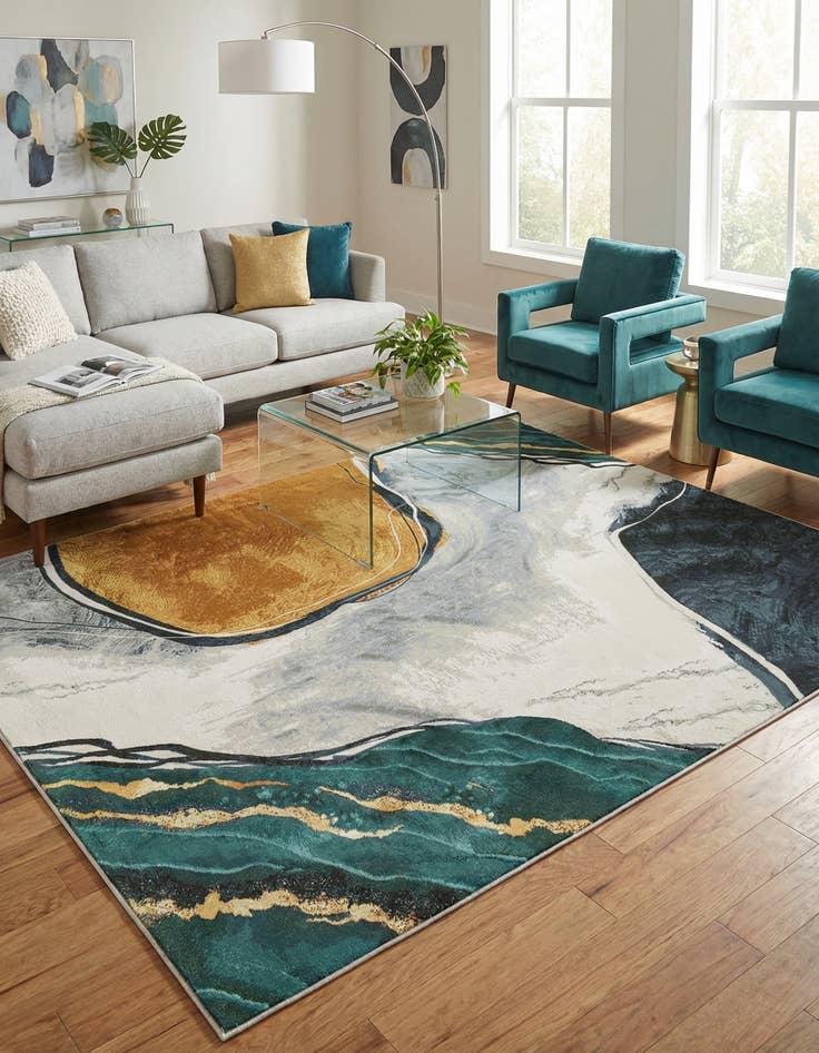 Detail image of  7' 10 x 10'  Washable Modern Indoor / Outdoor Rug