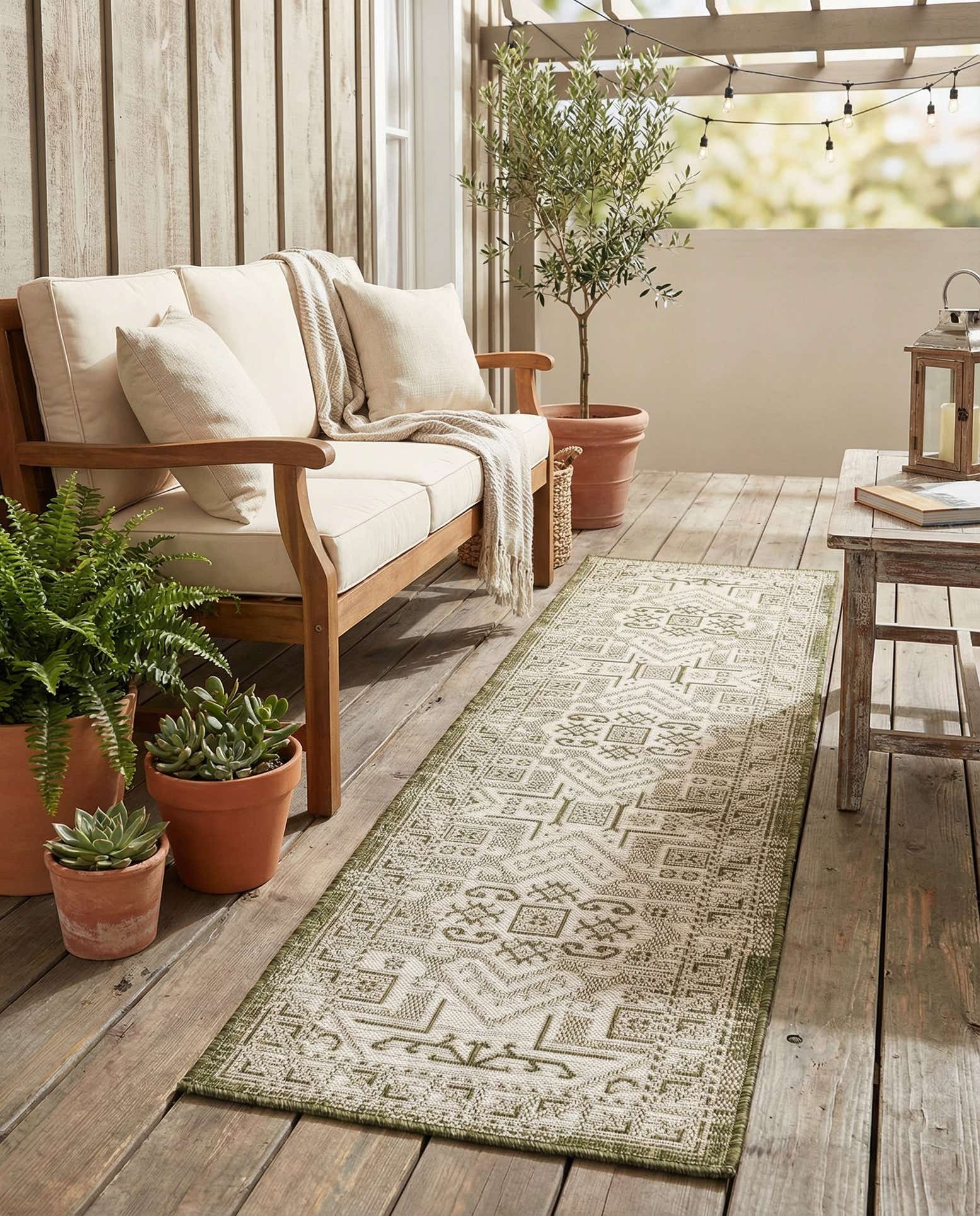 2' x 8' Easy-Clean Aztec Indoor / Outdoor Runner Rug