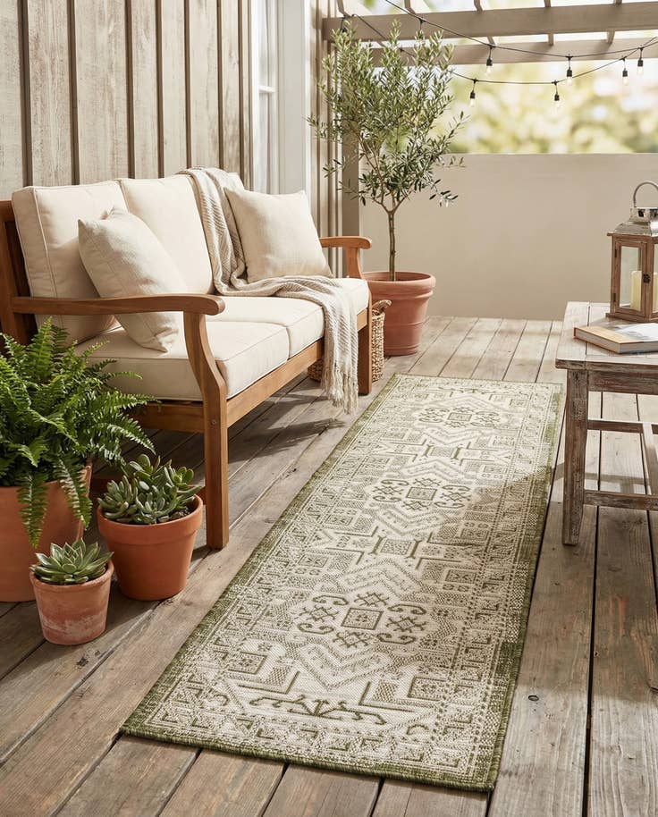 Detail image of 2' x 8' Easy-Clean Aztec Indoor / Outdoor Runner Rug