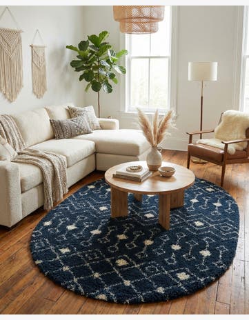 7' 10 x 10' Moroccan Trellis Shag Oval Rug