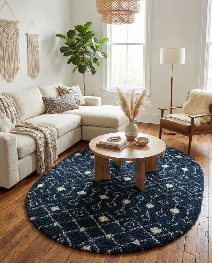 7' 10 x 10' Moroccan Trellis Shag Oval Rug