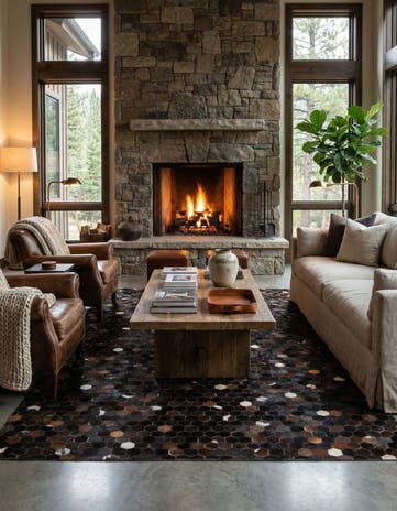 5' 1 x 8' Cowhide Leather Rug