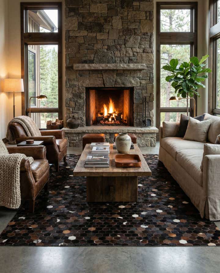 5' 1 x 8' Cowhide Leather Rug