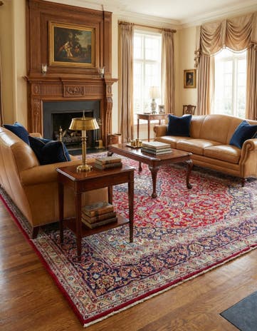 9' 7 x 12' 6 Hand Knotted Mashad Persian Wool Rug