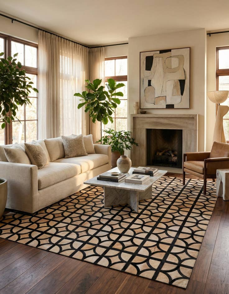 Detail image of 5' x 7' 10 Cowhide Leather Rug