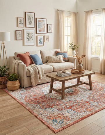 Red Newport Square Rug