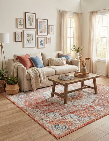 Red Newport Square Rug