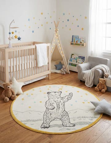 5' 3 x 5' 3 Bear Whimsy Kids Round Rug