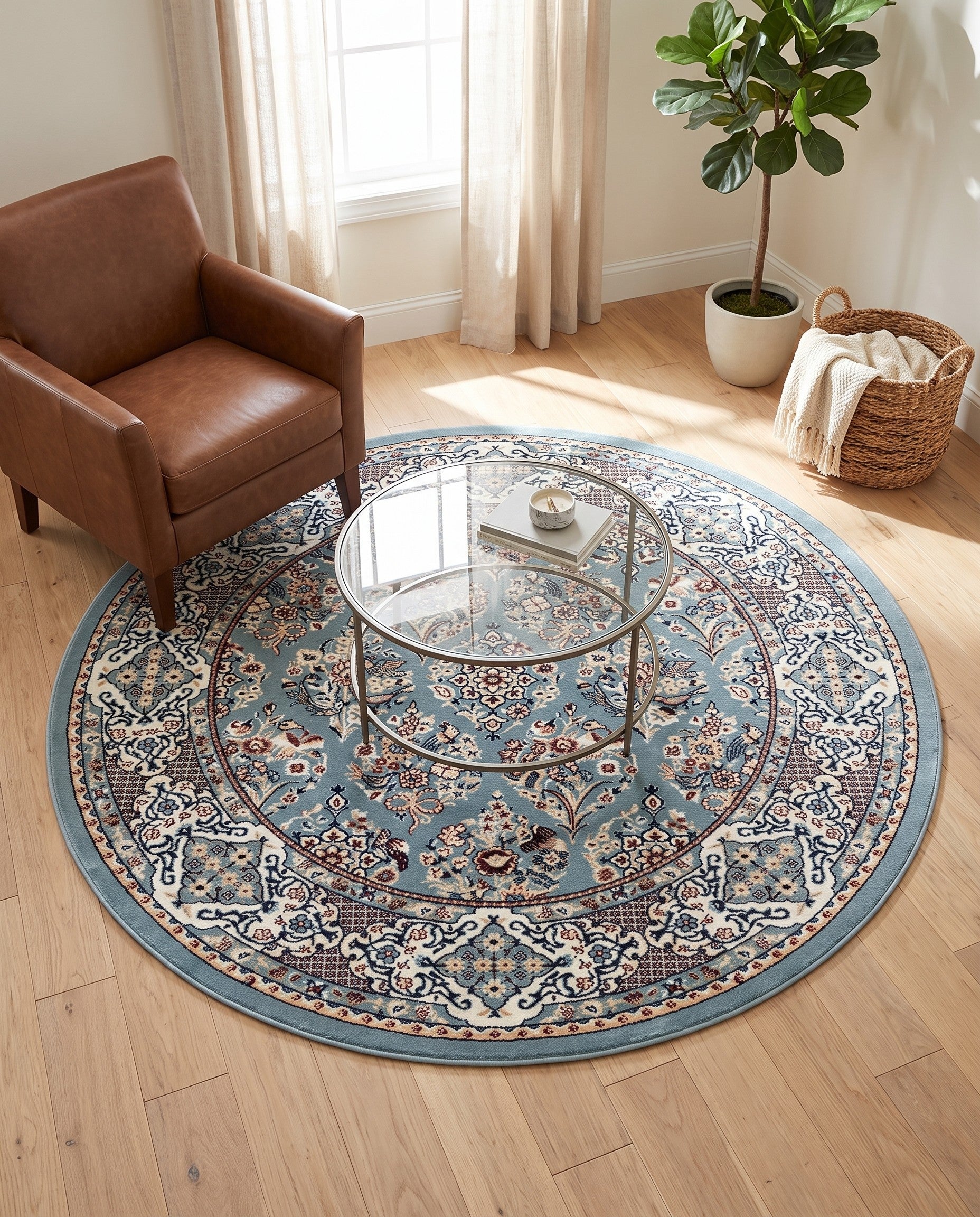 5' 3 x 5' 3 Nain Design Round Rug