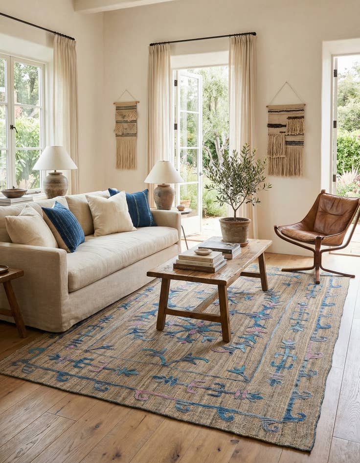Detail image of 5' 7 x 7' 8 Hand Woven Kilim Suzani Wool Rug