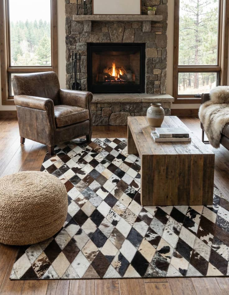 Detail image of  4' x 5' 11 Cowhide Stocks Rug