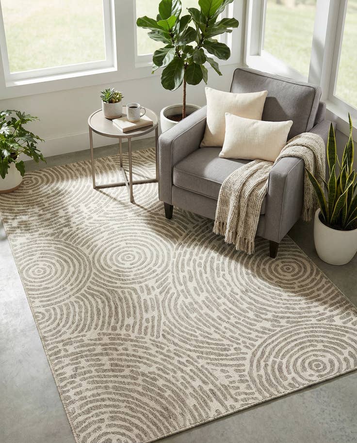 Detail image of 5' 3 x 7' Easy-Clean Modern Indoor / Outdoor Rug