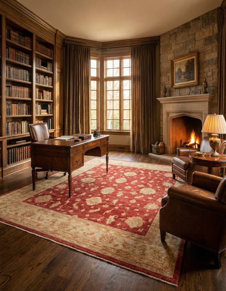 Detail image of 8' 3 x 9' 10  Hand Knotted Peshawar Ziegler Rug