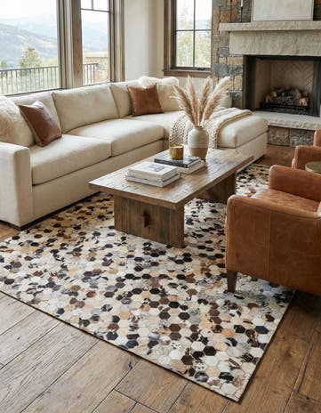5' 2 x 8' Cowhide Leather Rug