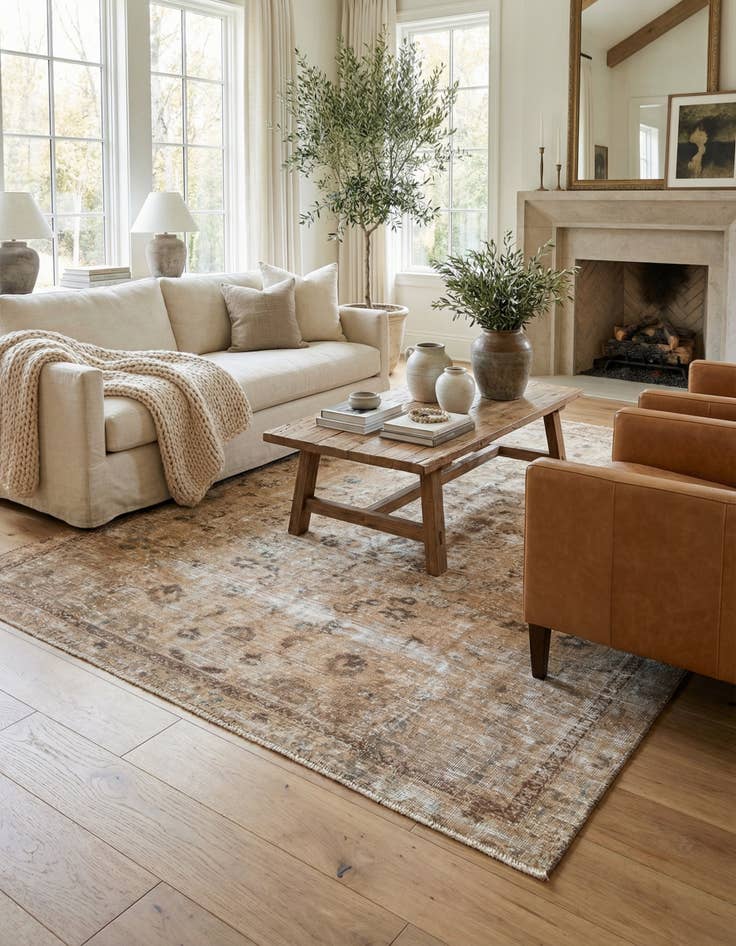 Detail image of  6' x 8' 4  Hand Knotted Ultra Vintage Persian Wool Rug