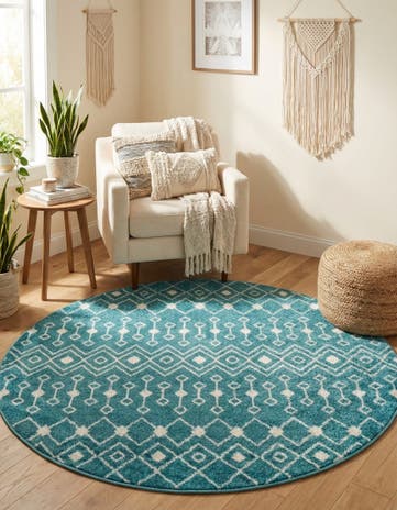 5' 3 x 5' 3 Moroccan Trellis Round Rug