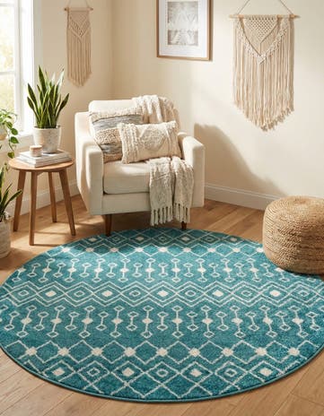 5' 3 x 5' 3 Moroccan Trellis Round Rug