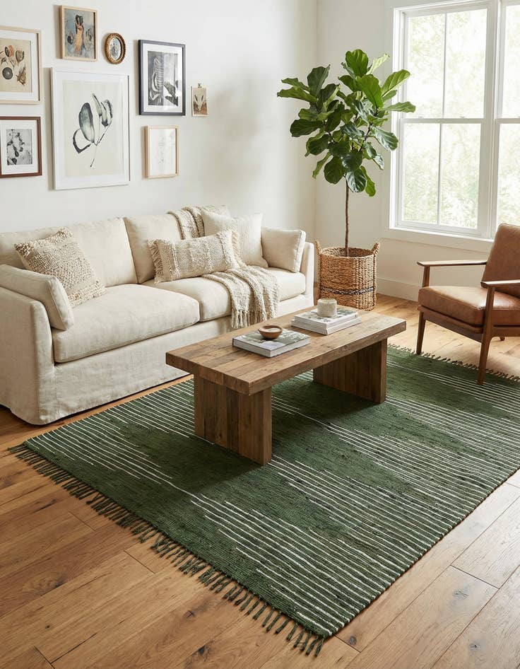 Detail image of  10' x 10'  Hand Woven Chindi Cotton Square Rug