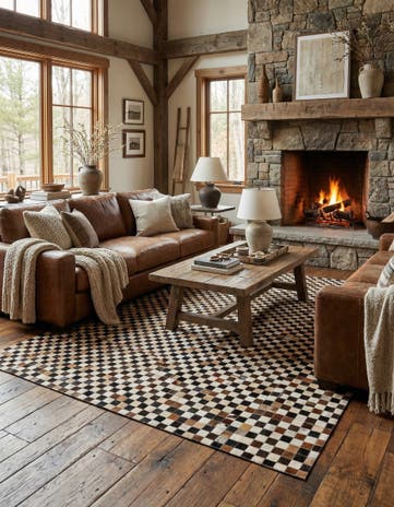 5' 3 x 7' 7 Cowhide Stocks Rug