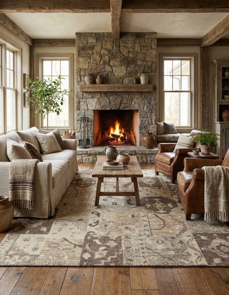 Detail image of 8' 2 x 9' 6  Hand Knotted Patchwork Wool Rug