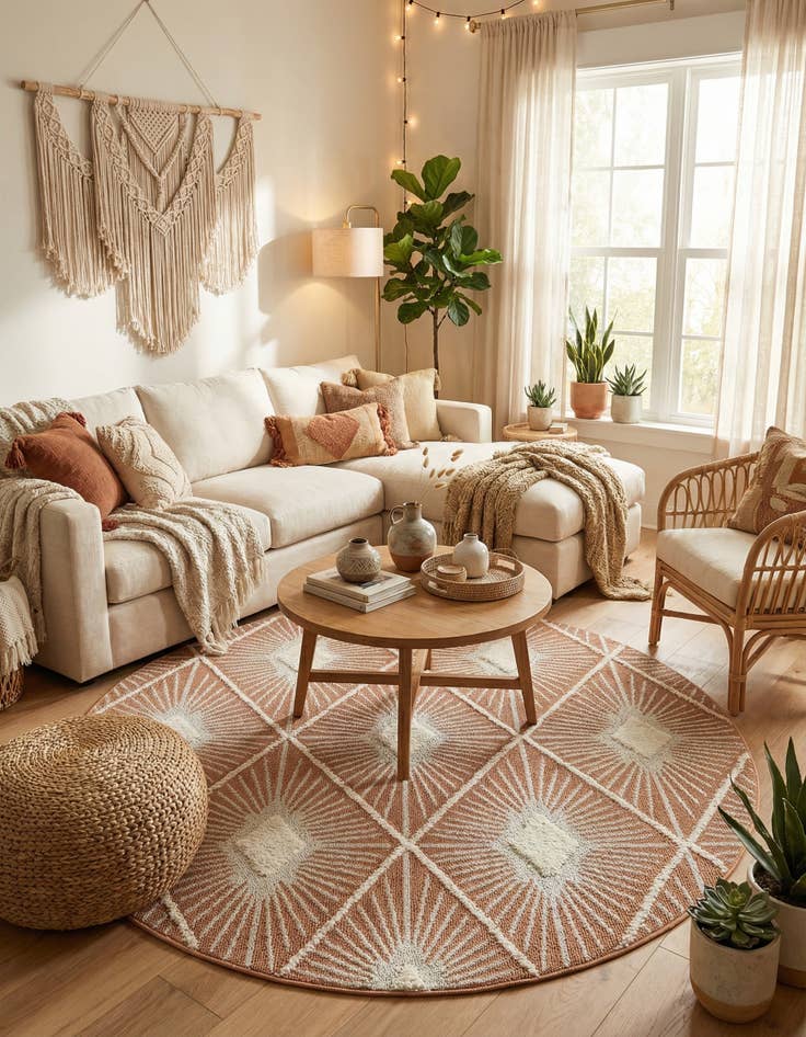 Detail image of 7' 10 x 7' 10 Boho Round Rug