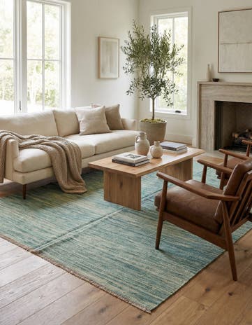 4' 10 x 6' 6 Hand Woven Kilim Modern Wool Rug