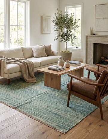 4' 10 x 6' 6 Hand Woven Kilim Modern Wool Rug