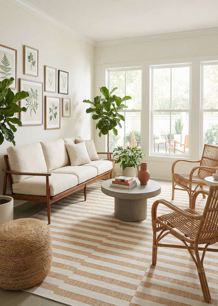 7' 10 x 11' Easy-Clean Striped Indoor / Outdoor Rug