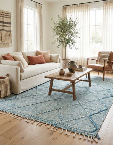 6' 7 x 10' Hand Knotted Moroccan Wool Rug
