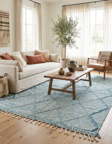 6' 7 x 10' Hand Knotted Moroccan Wool Rug