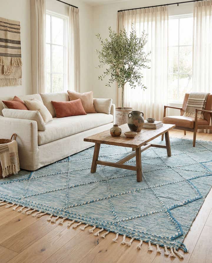 6' 7 x 10' Hand Knotted Moroccan Wool Rug