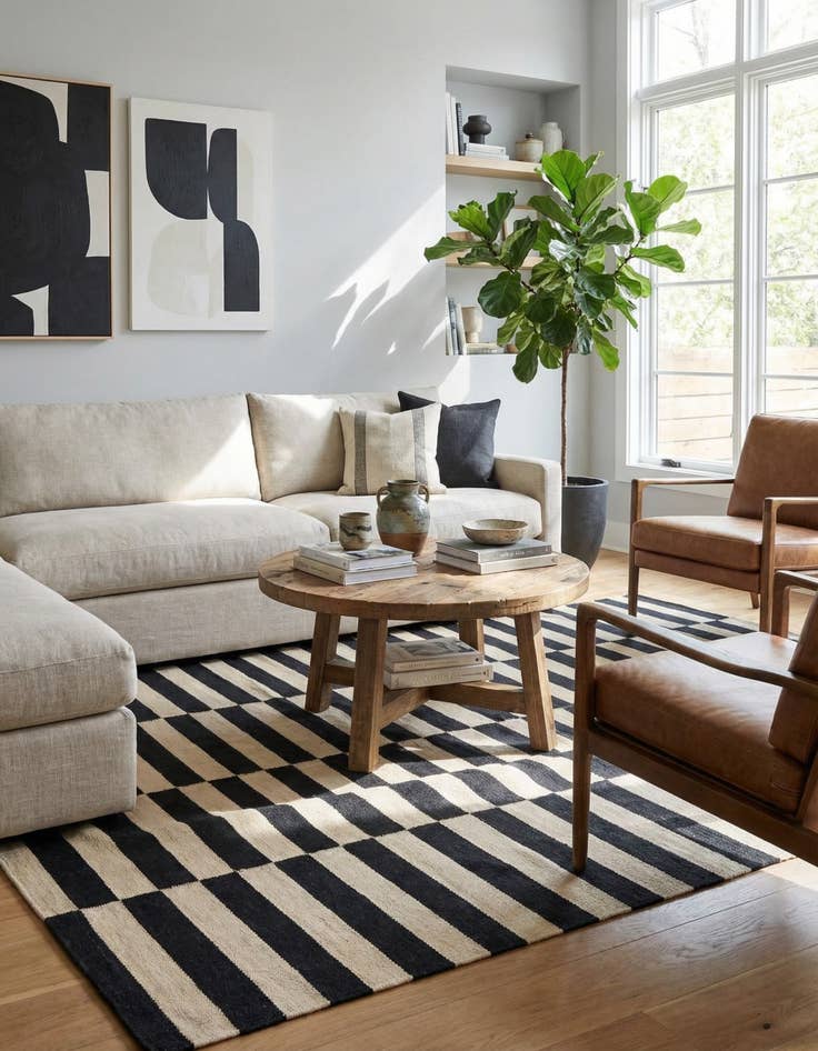 Detail image of 5' 9 x 8'  Hand Woven Kilim Modern Wool Rug