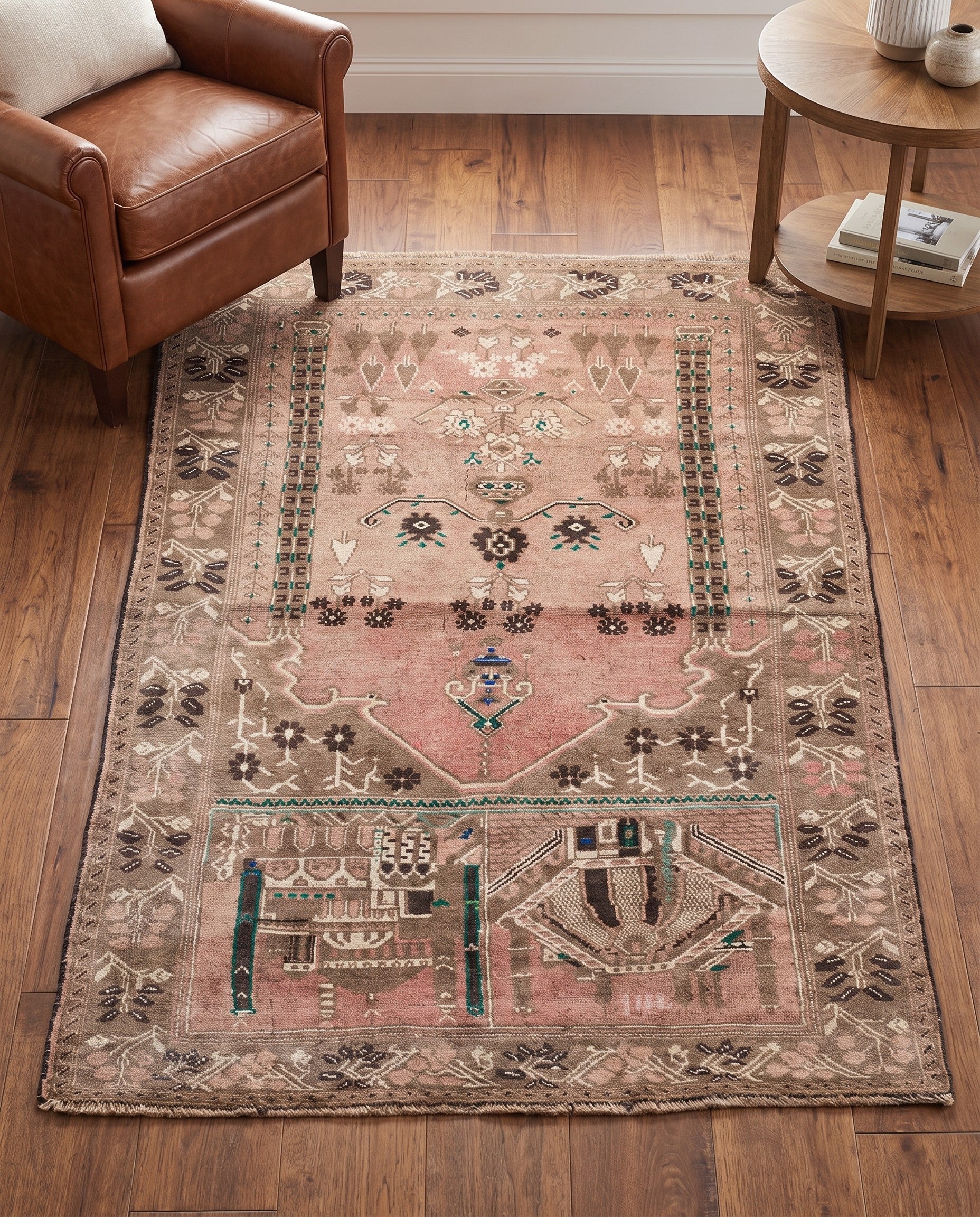 3' 8 x 3' 9 Hand Knotted Ultra Vintage Persian Wool Square Rug