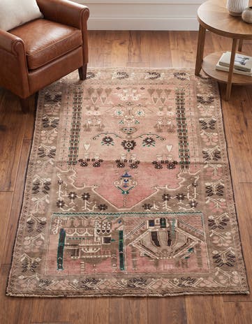 3' 8 x 3' 9 Hand Knotted Ultra Vintage Persian Wool Square Rug