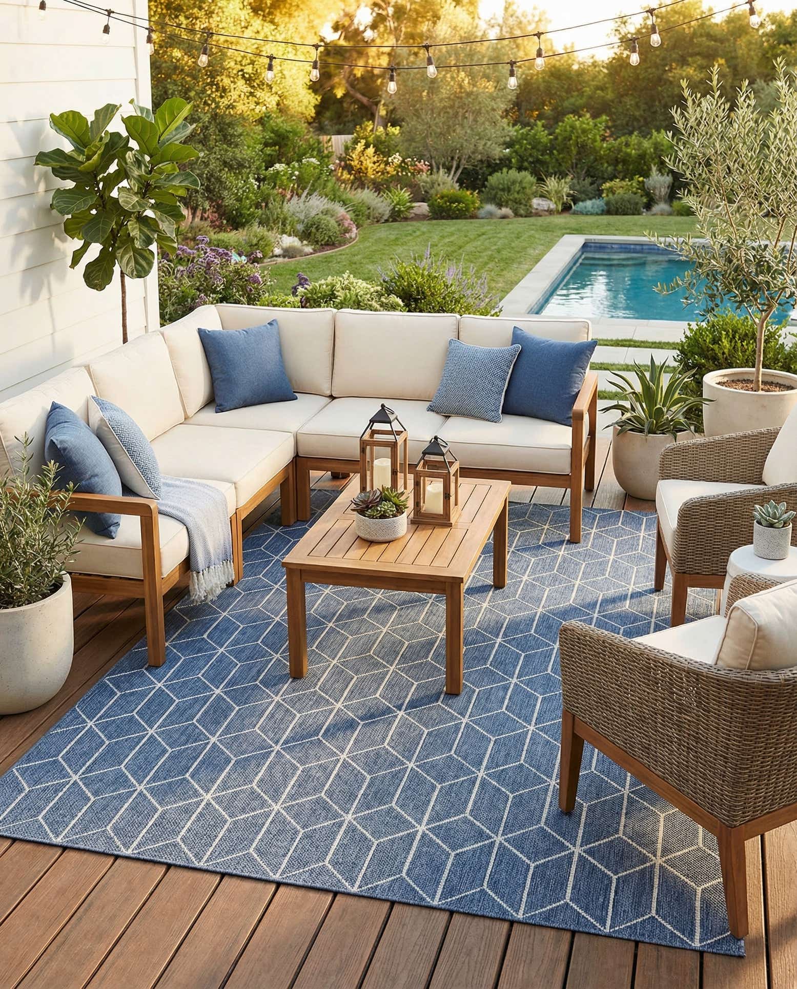 10' x 14' 1 Easy-Clean Trellis Indoor / Outdoor Rug