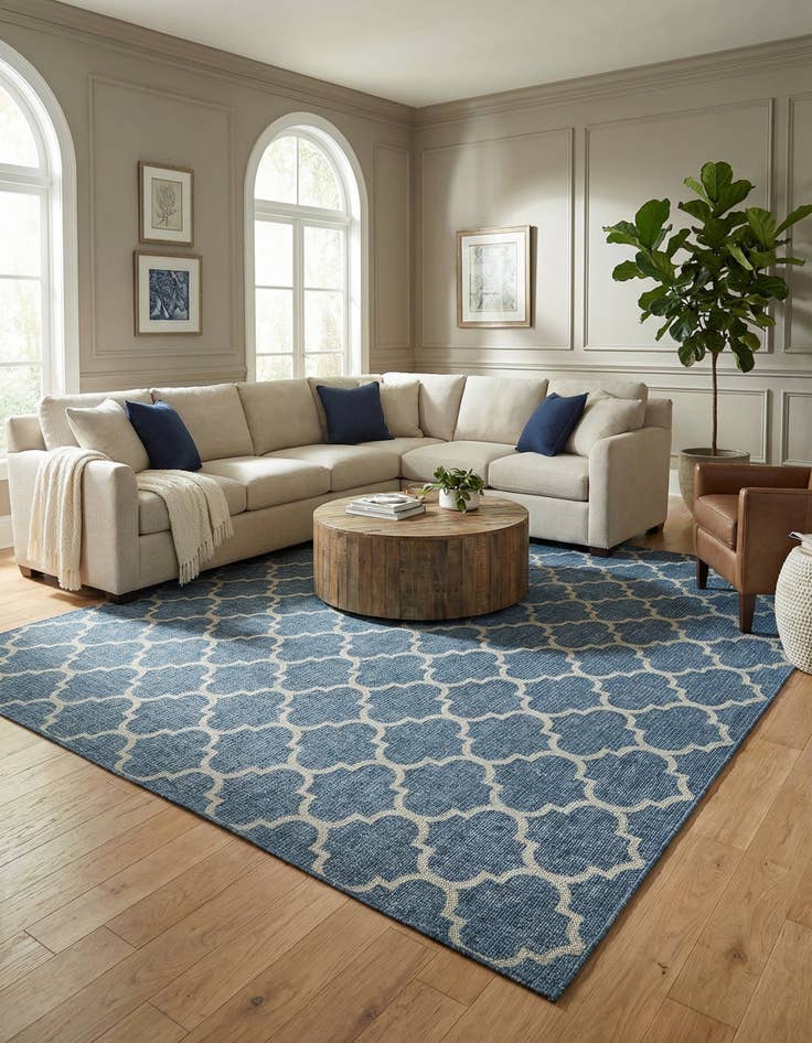 Detail image of  13' x 13'  Washable Lattice Indoor / Outdoor Square Rug