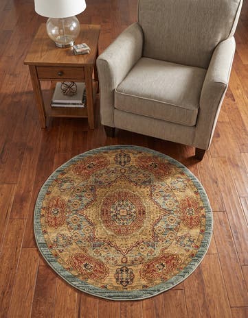 Light Blue Mamluk Round Rug