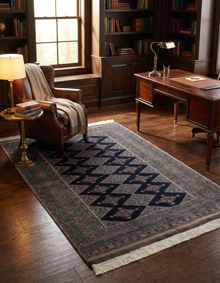 Detail image of  4' 3 x 6' 6  Hand Knotted Bokhara Oriental Wool Rug