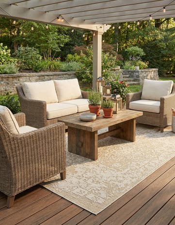 6' 1 x 9' Easy-Clean Traditional Indoor / Outdoor Rug