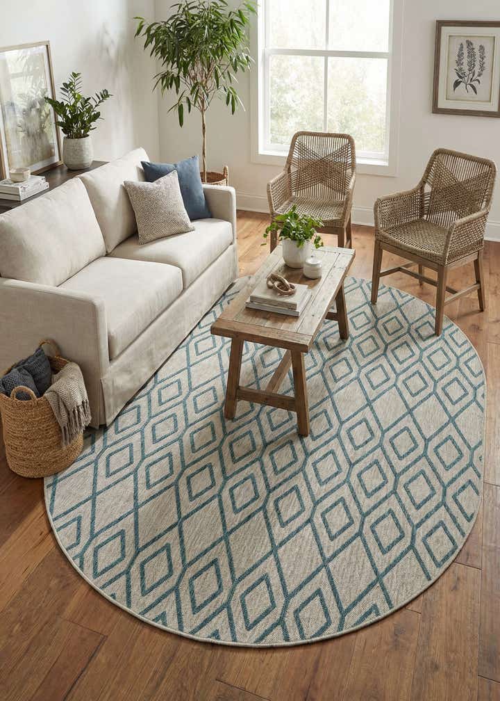 7' 10 x 10' Easy-Clean Jill Zarin Turks and Caicos Indoor / Outdoor Oval Rug
