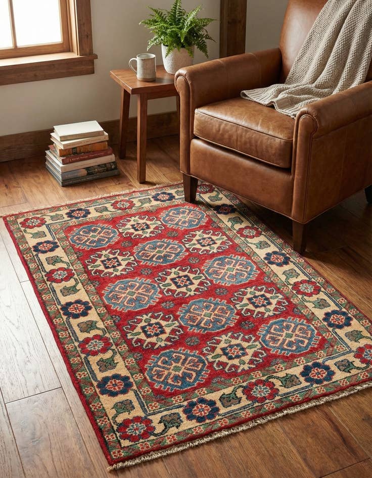 Detail image of 2' 9 x 4'  Hand Knotted Kazak Rug