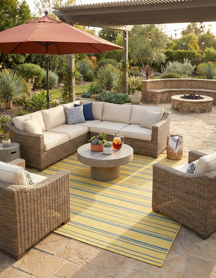 Detail image of  13' x 13'  Washable Jill Zarin Anguilla Indoor / Outdoor Square Rug