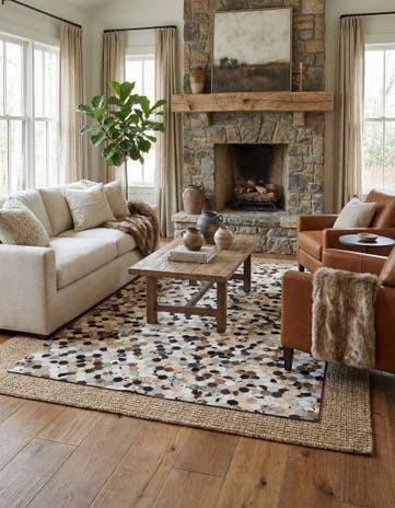 5' 2 x 8' Cowhide Leather Rug