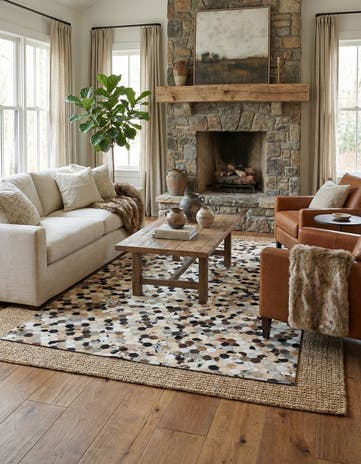 5' 2 x 8' Cowhide Leather Rug