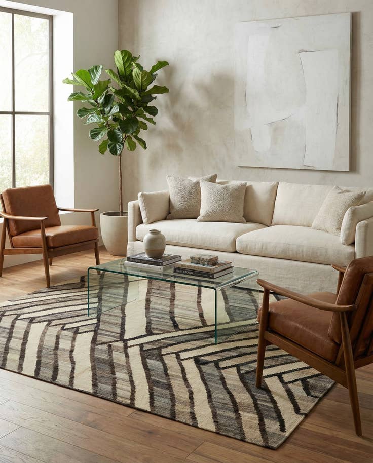 Detail image of 6' x 7' 7 Hand Woven Kilim Modern Wool Rug